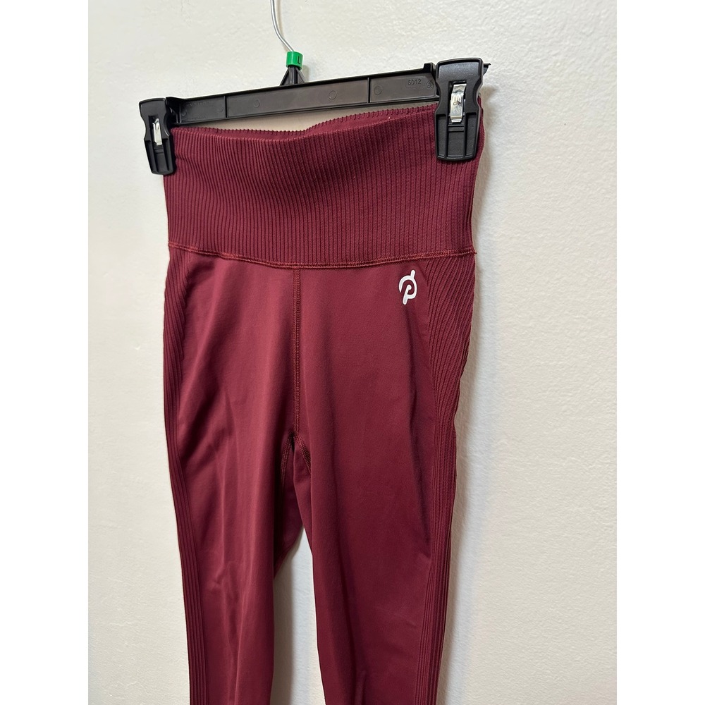 Peloton Burgundy Seamless High Waist Ribbed Trim Compression Leggings, Small - Picture 3 of 8